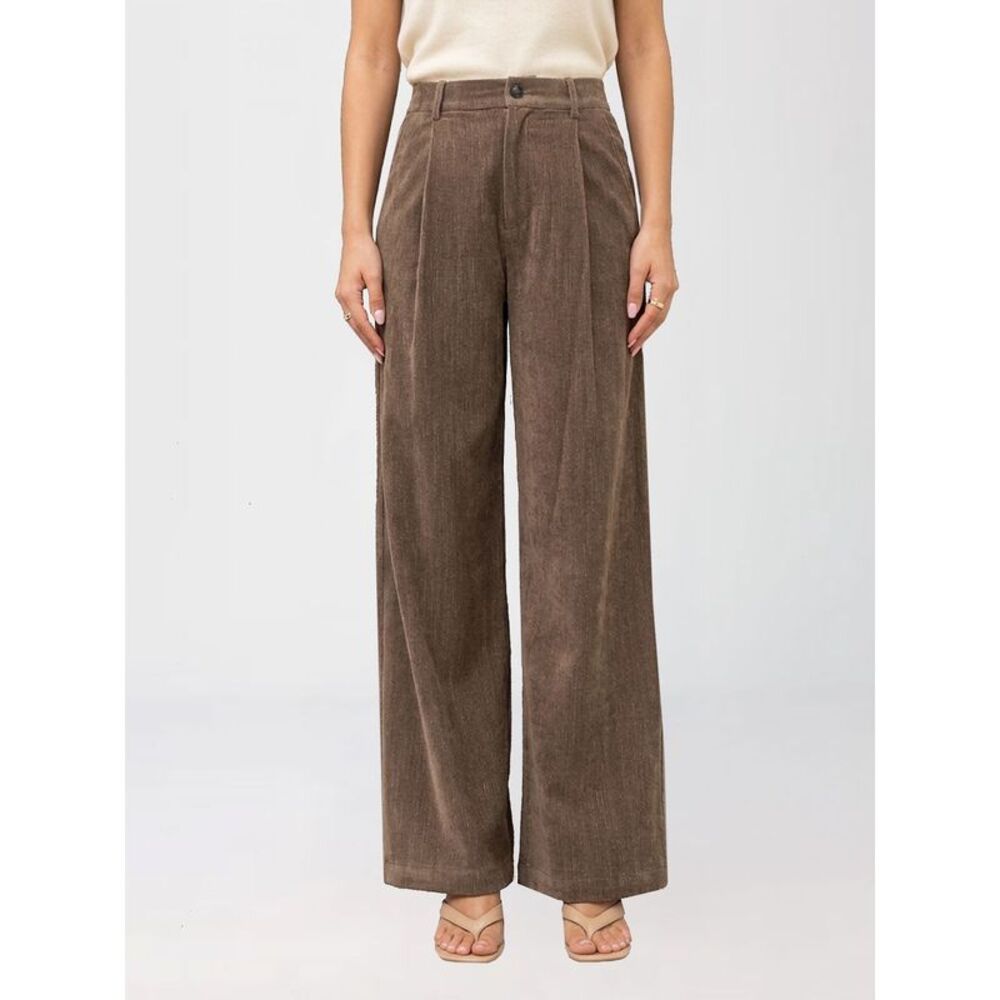 Eleh Women Eleh High-Waisted Wide-Leg Velvet Trousers With Darts